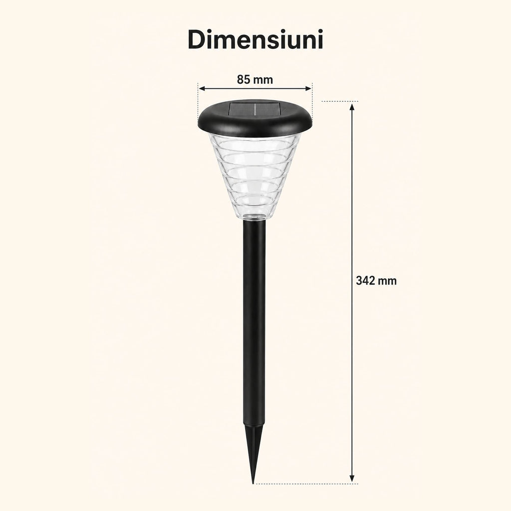 Lămpi Solare LED pentru Grădină – Set 6 Bucăți cu Senzor de Lumină
