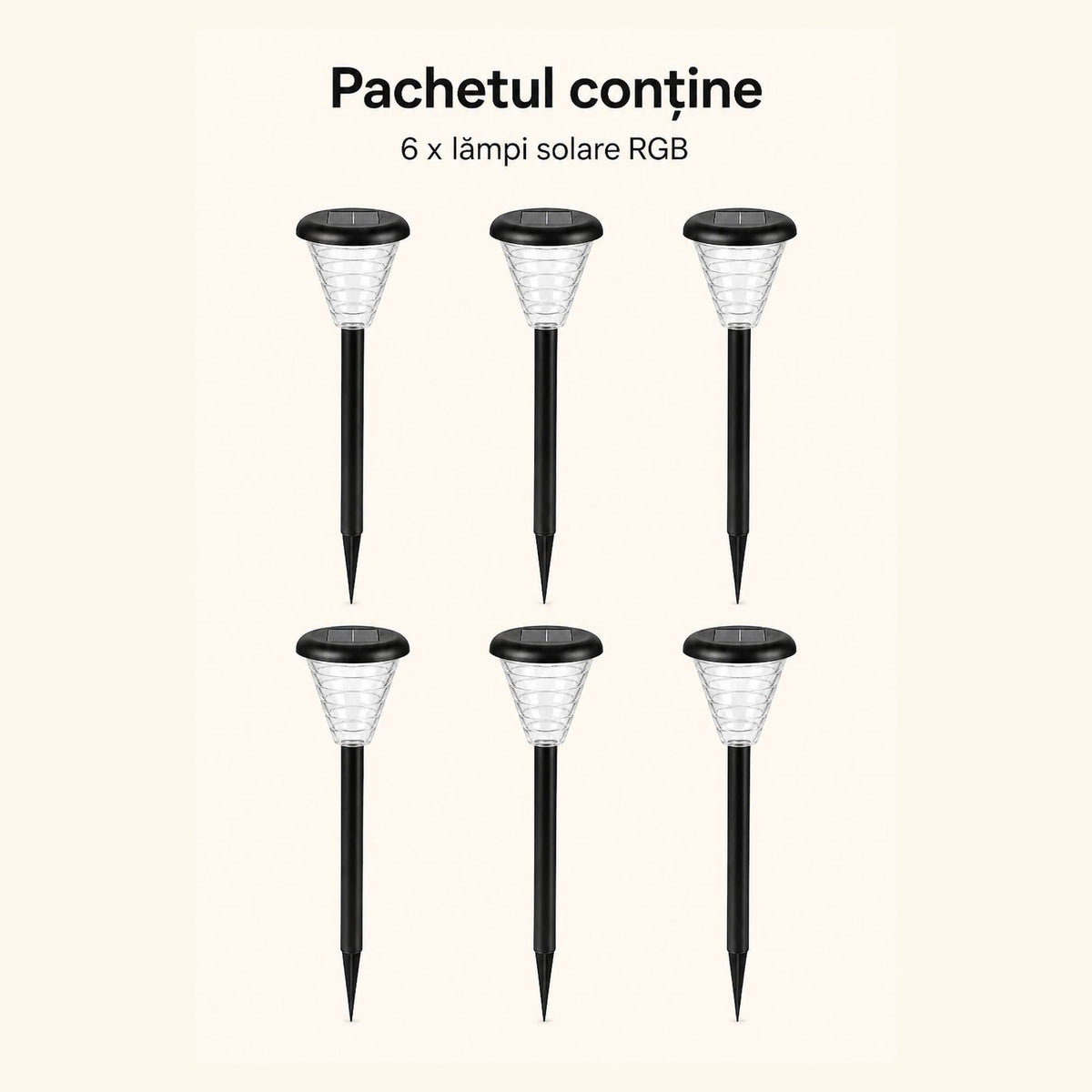 Lămpi Solare LED pentru Grădină – Set 6 Bucăți cu Senzor de Lumină
