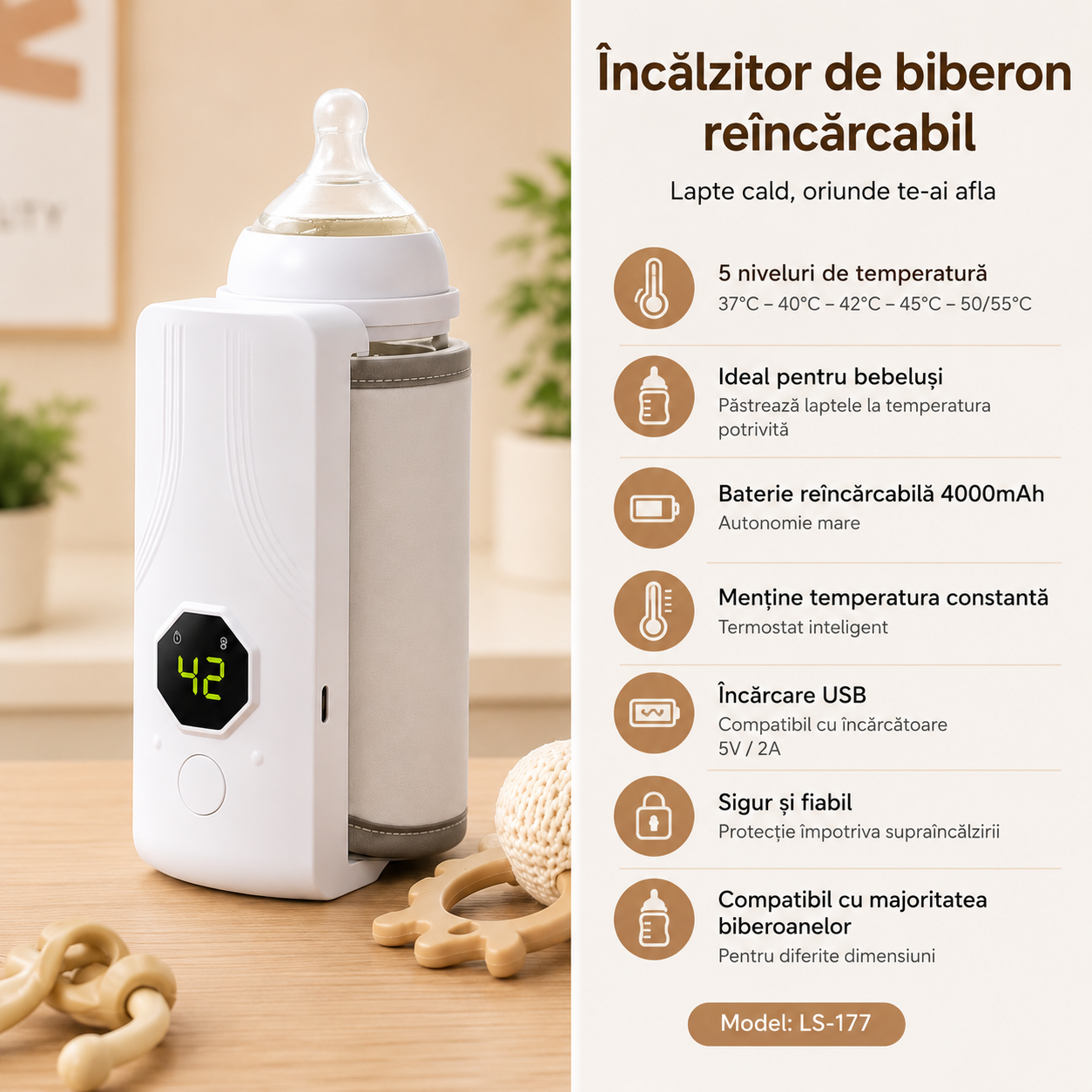 Încălzitor biberon baterie 4000mAh reîncărcabil – Ravian.ro