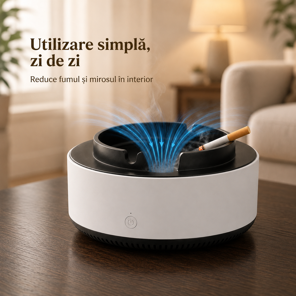 Scrumieră electrică cu purificare fum fără miros – Ravian.ro