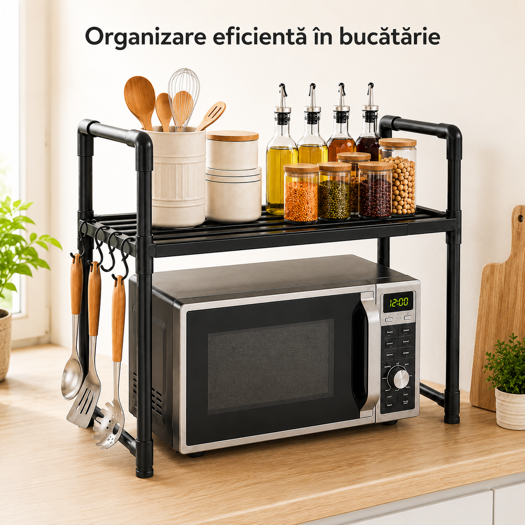 Organizator bucătărie pe 2 niveluri deasupra microundelor – Ravian.ro