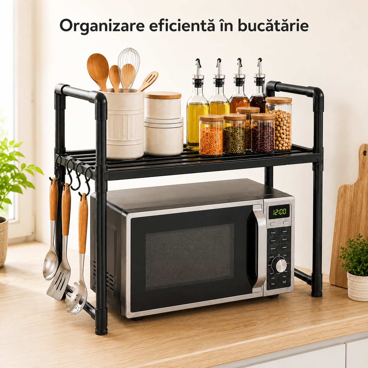 Organizator bucătărie pe 2 niveluri deasupra microundelor – Ravian.ro