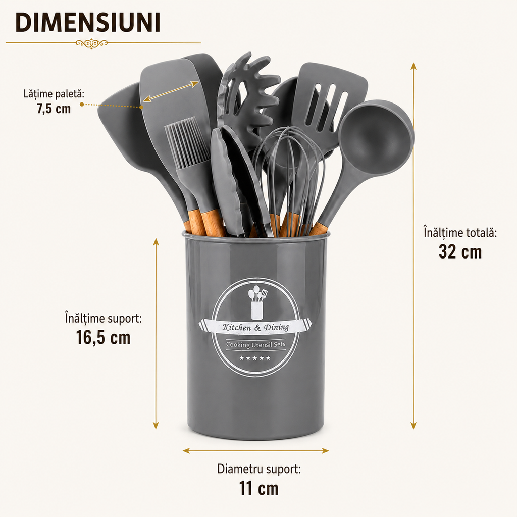 Ustensile bucătărie silicon negru rezistente 230 grade – Ravian.ro
