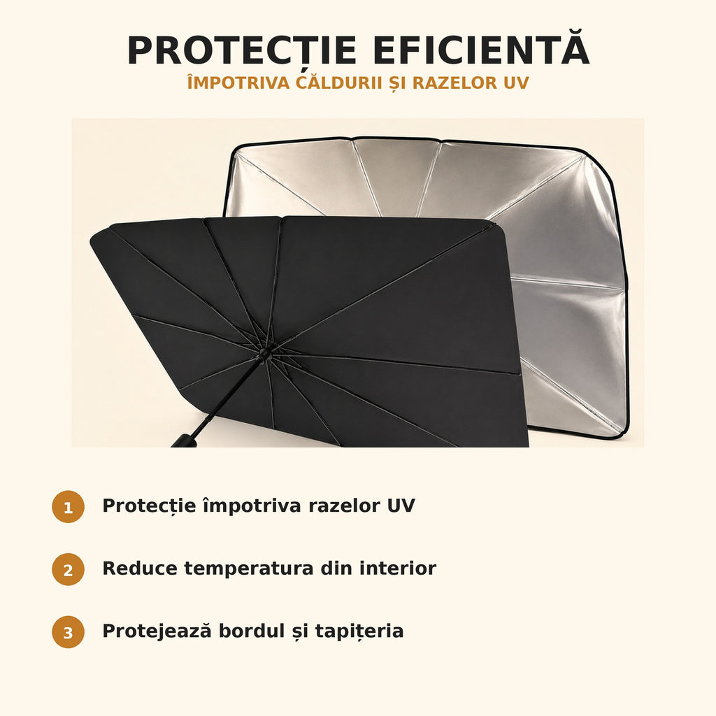 Umbrelă parbriz auto împotriva căldurii – Ravian.ro
