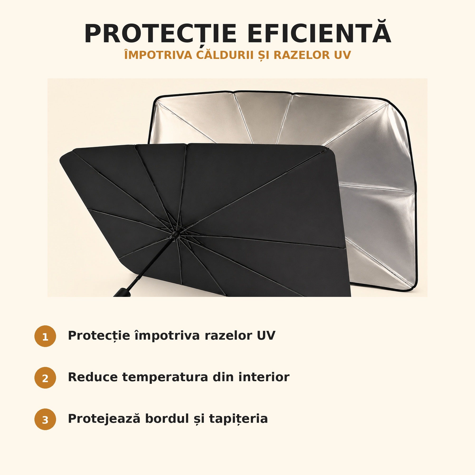 Umbrelă parbriz auto împotriva căldurii – Ravian.ro