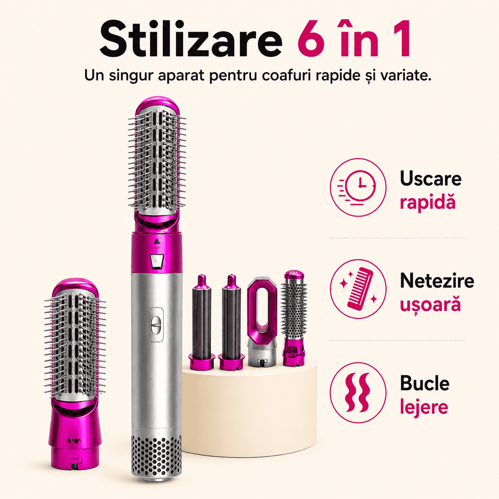 Aparat de Coafat 5 în 1 cu Aer Cald – Uscare, Volum Şi Styling Rapid