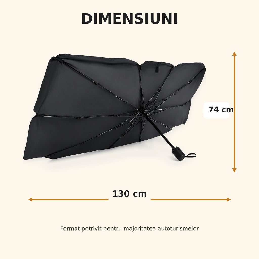 Parasolar auto pliat compact pentru depozitare – Ravian.ro