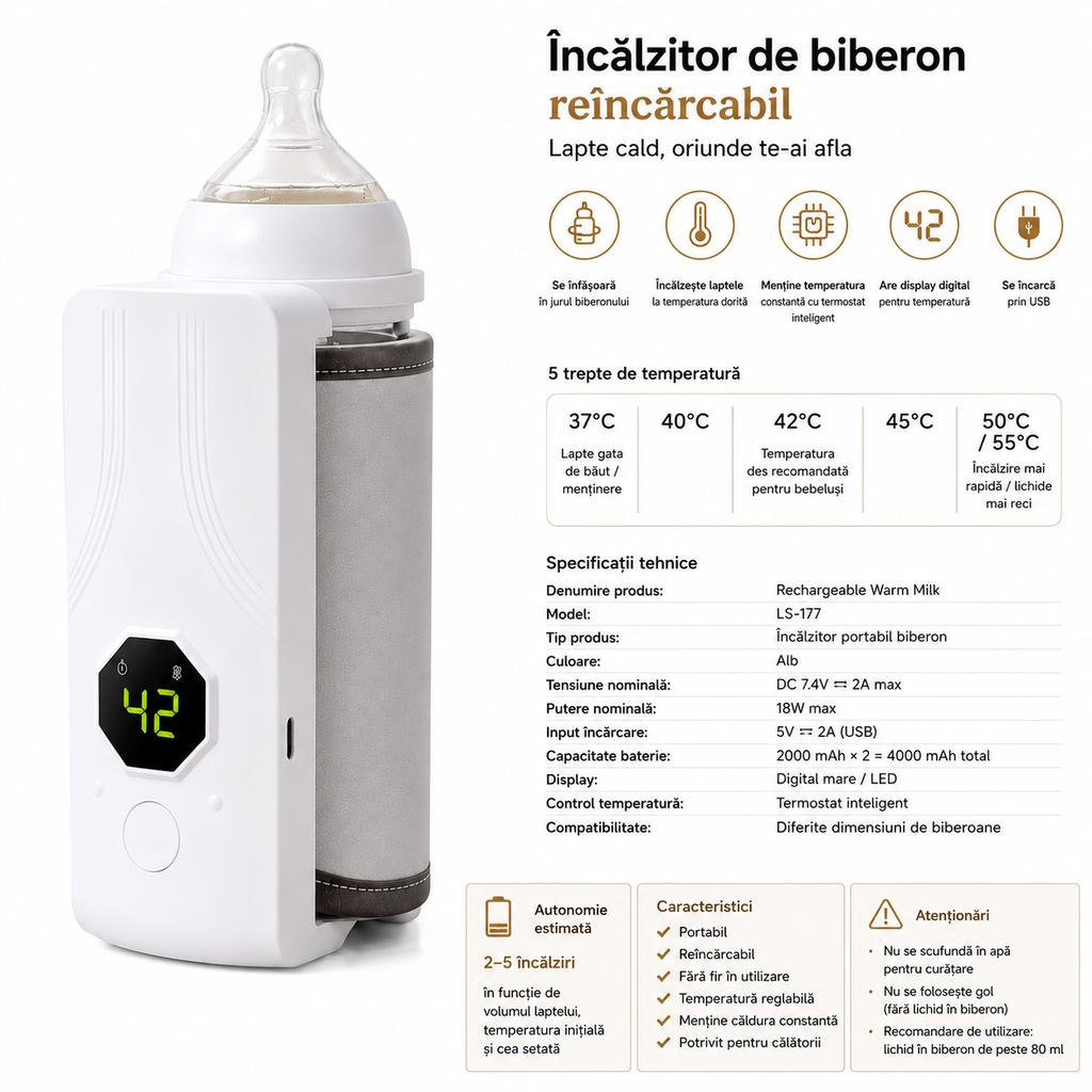 Încălzitor biberon display digital temperatură – Ravian.ro