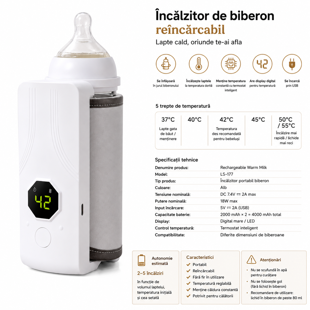 Încălzitor biberon display digital temperatură – Ravian.ro