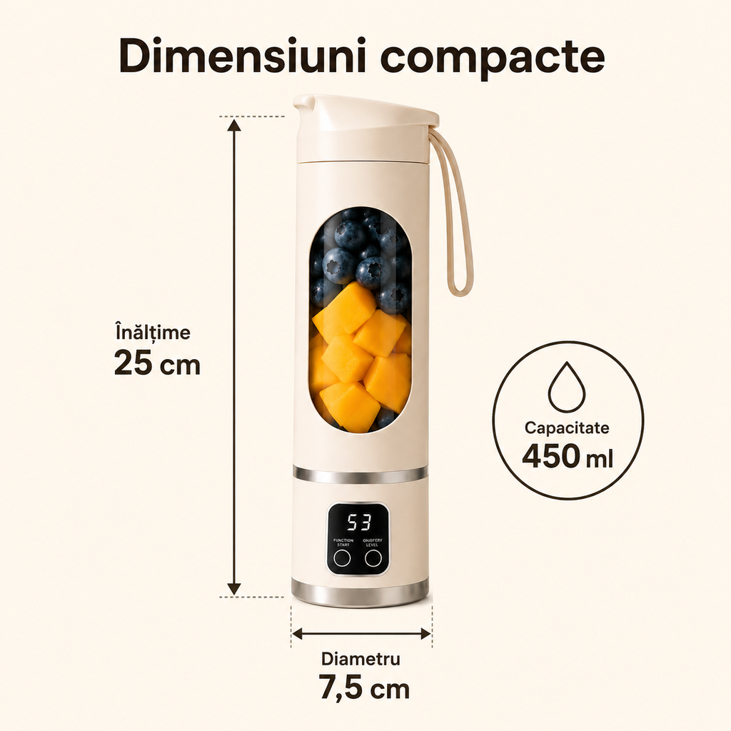 Blender reîncărcabil USB compact pentru birou – Ravian.ro