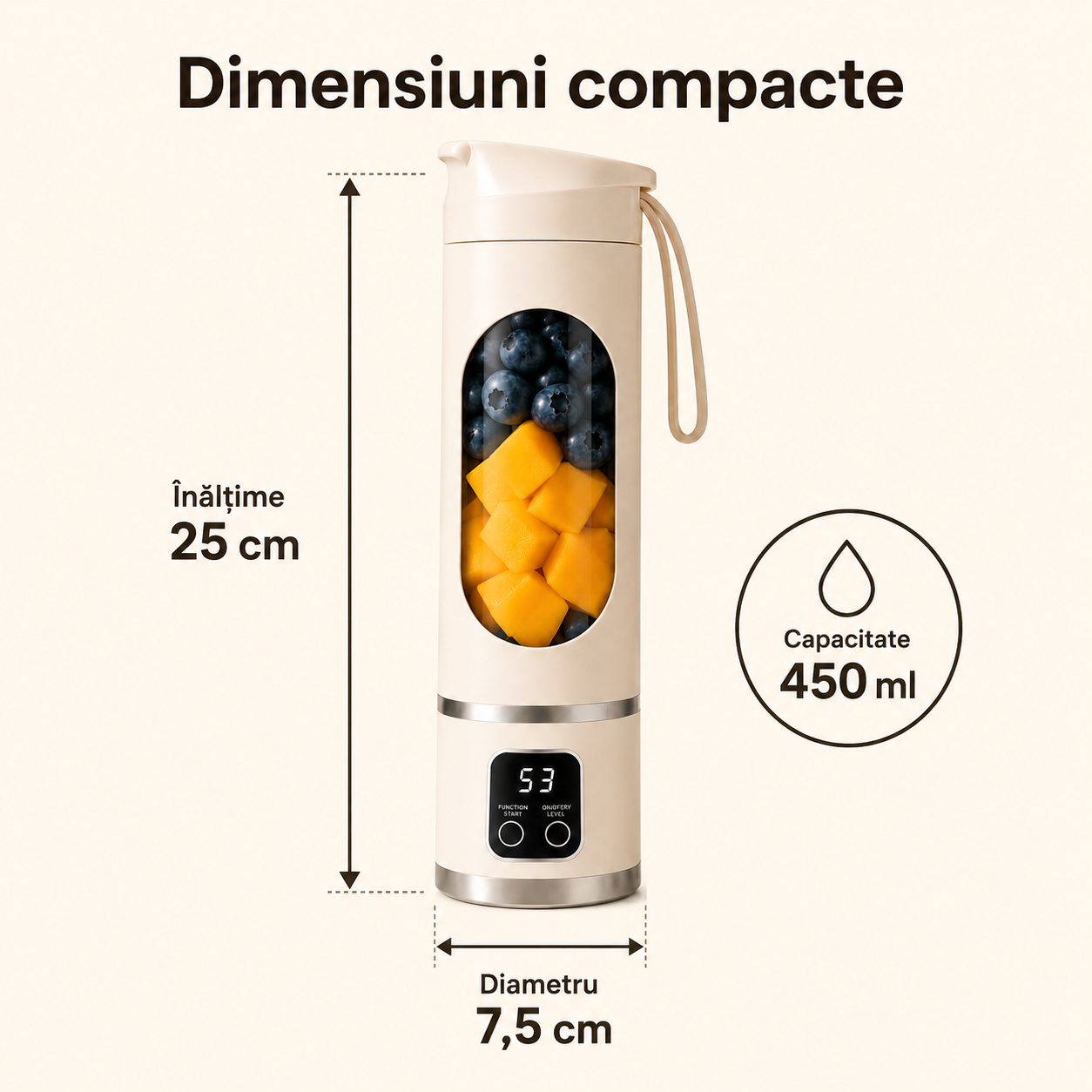 Blender reîncărcabil USB compact pentru birou – Ravian.ro