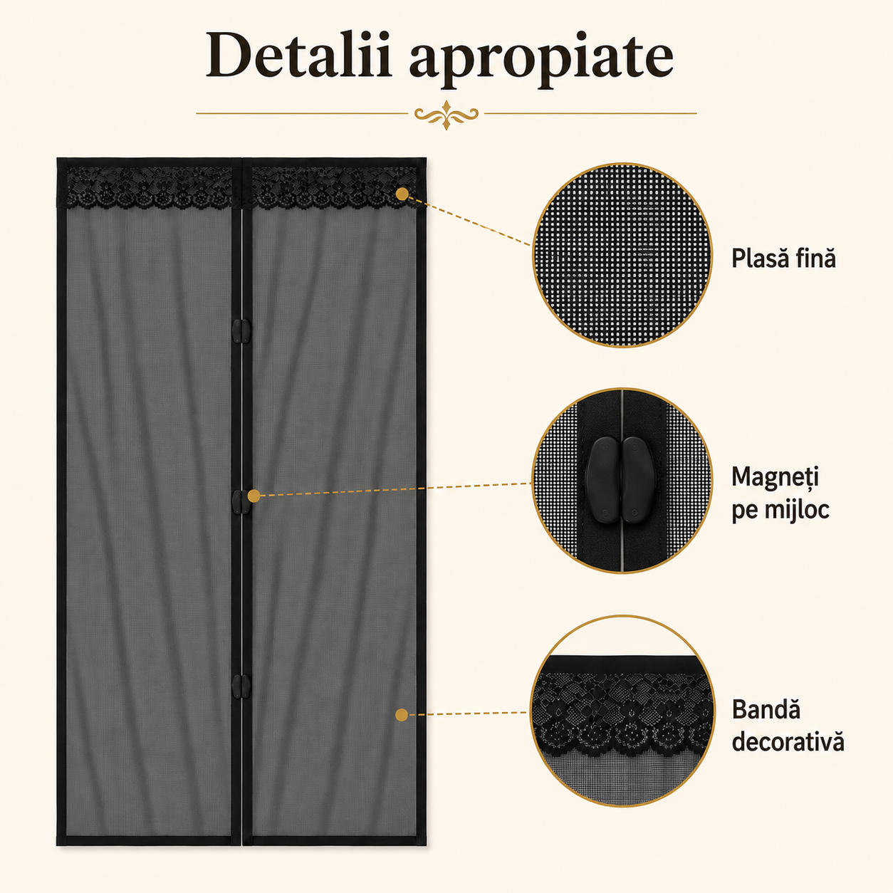 Plasă Magnetică Anti-Insecte pentru Ușă – Închidere Automată, 100x210 cm