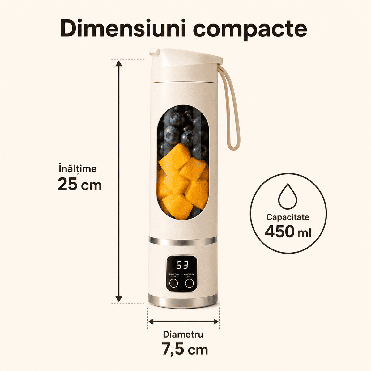 Blender Portabil 450ml – Reîncărcabil USB, pentru Smoothie și Shake-uri
