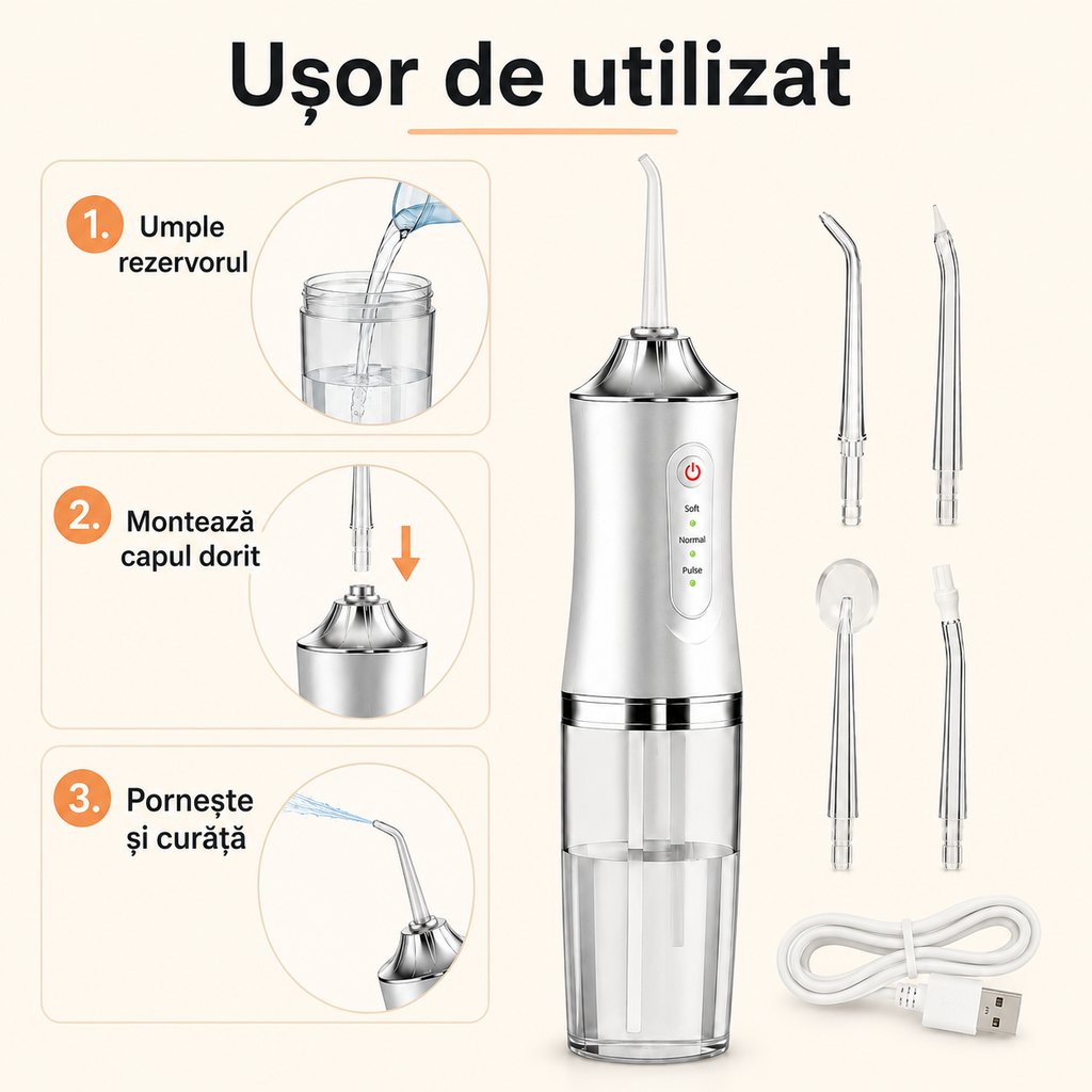 Irigator bucal cu capete interschimbabile – Ravian.ro