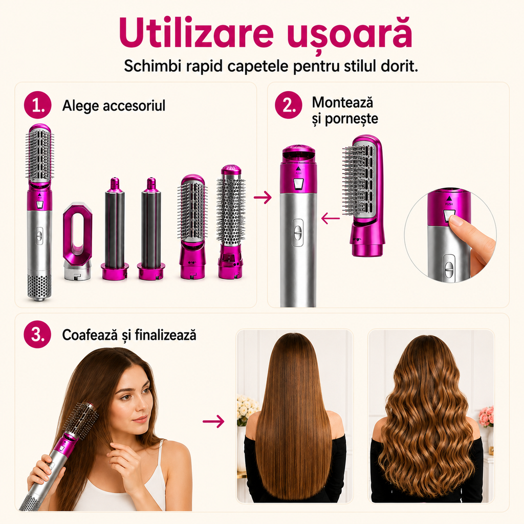 Aparat coafat păr cu accesorii incluse – Ravian.ro