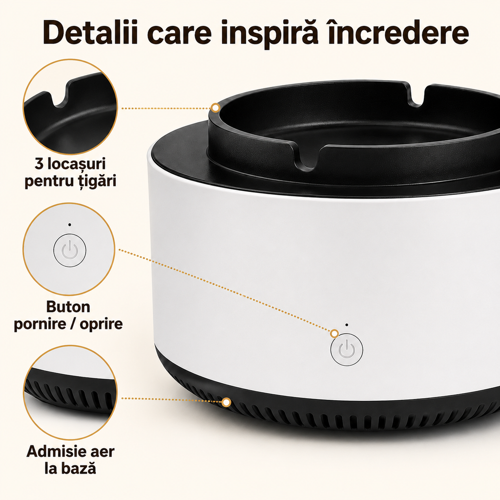 Scrumieră cu purificator de fum de țigară – Ravian.ro