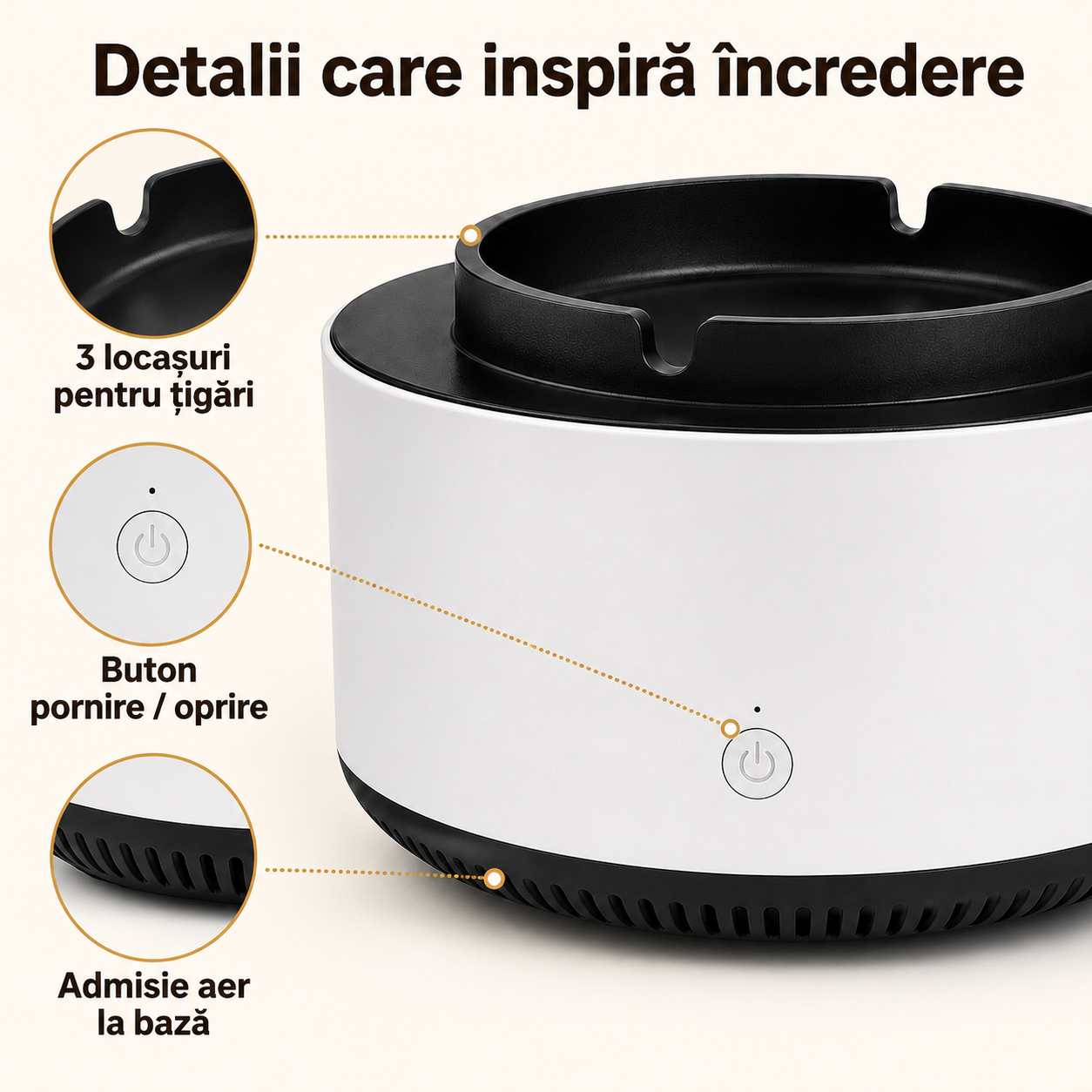 Scrumieră cu purificator de fum de țigară – Ravian.ro