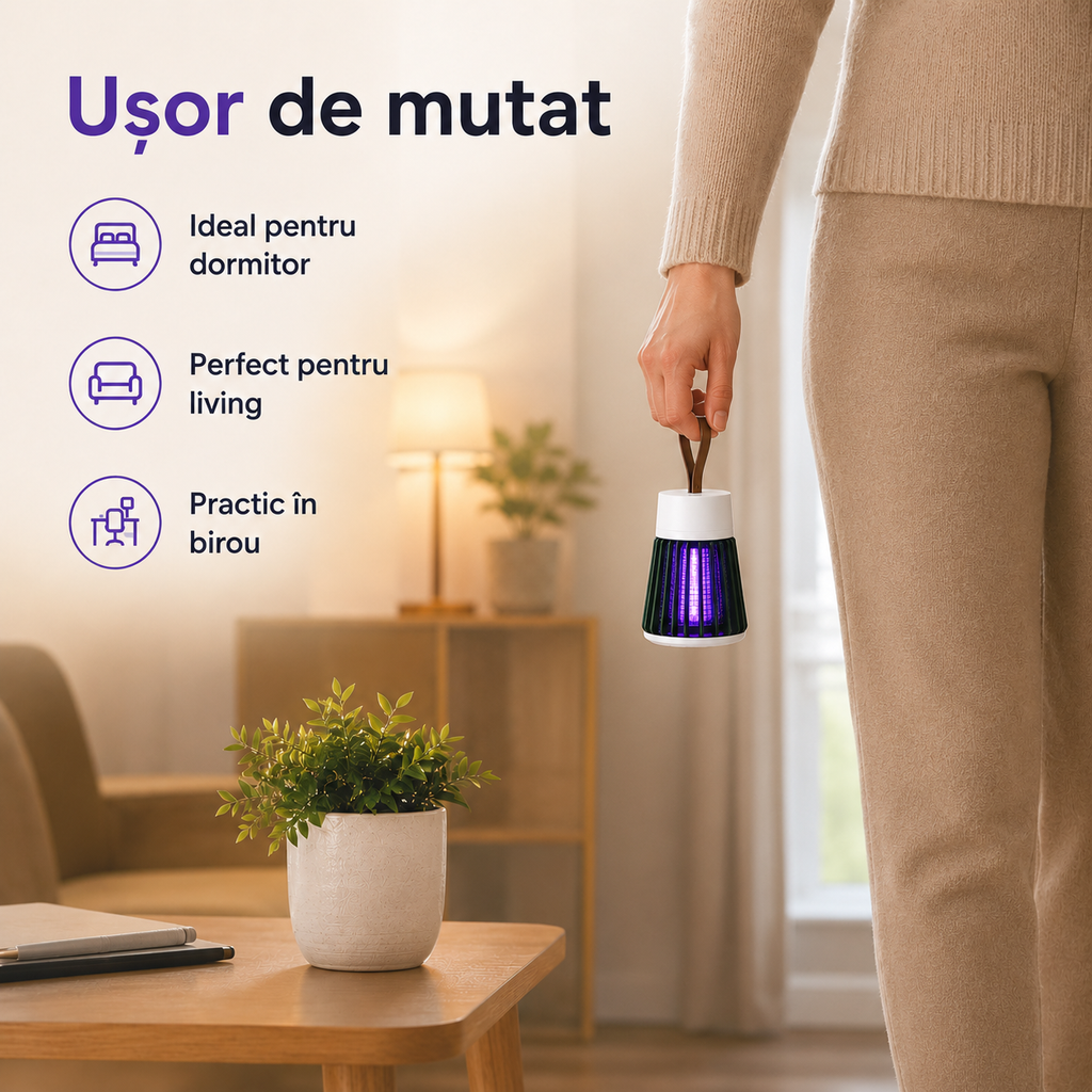 Dispozitiv anti-insecte cu lumină UV noaptea – Ravian.ro