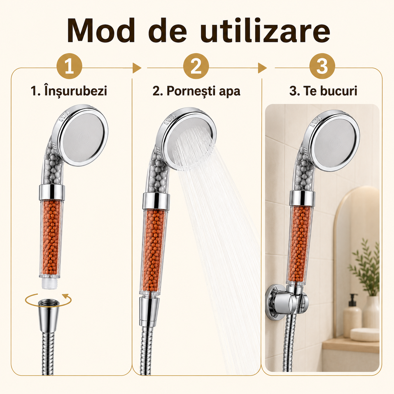 Duș cu filtru mineral pentru piele și păr – Ravian.ro