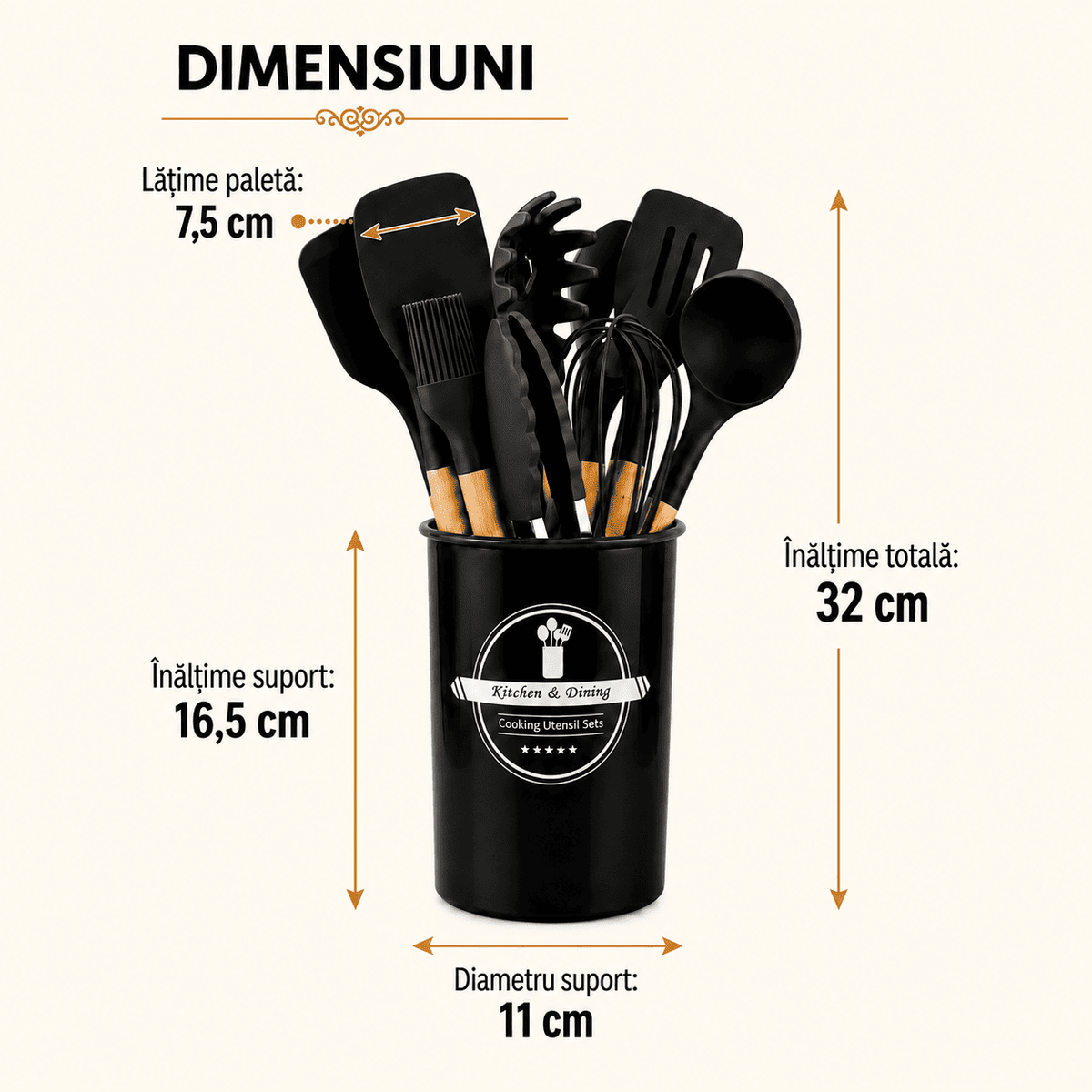 Set 12 Ustensile Bucătărie Silicon – Rezistente la Căldură, pentru Vase Antiaderente