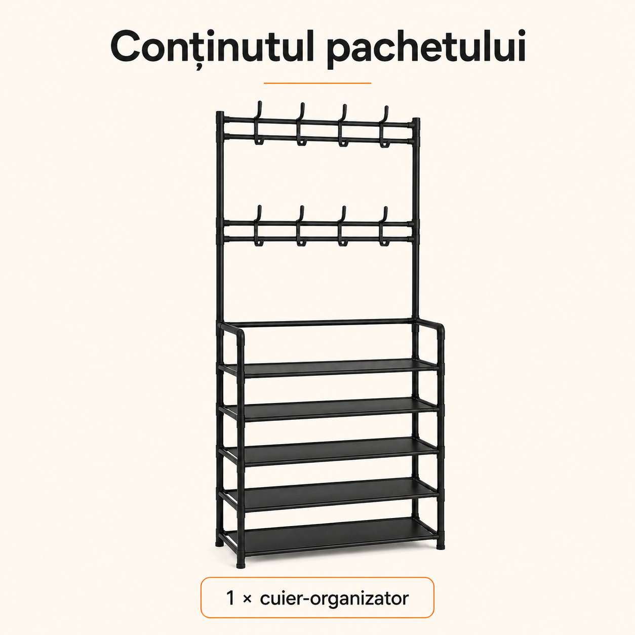 Cuier metalic negru structură rezistentă – Ravian.ro