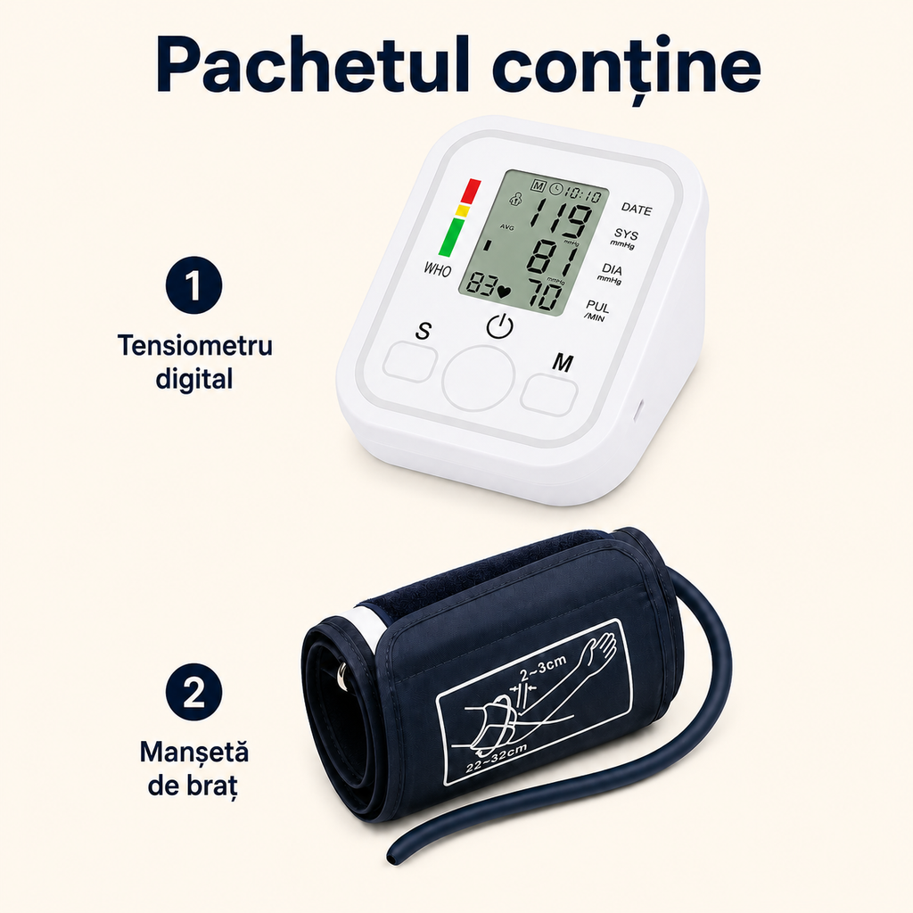 Tensiometru electronic cu detectare aritmie – Ravian.ro