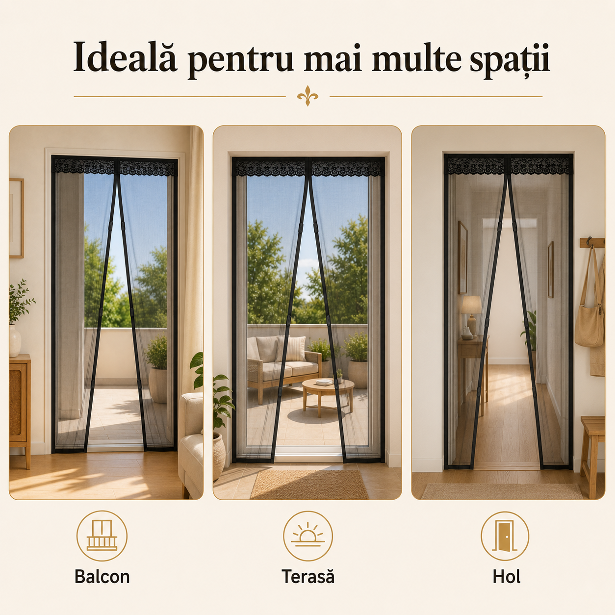 Plasă Magnetică Anti-Insecte pentru Ușă – Închidere Automată, 100x210 cm