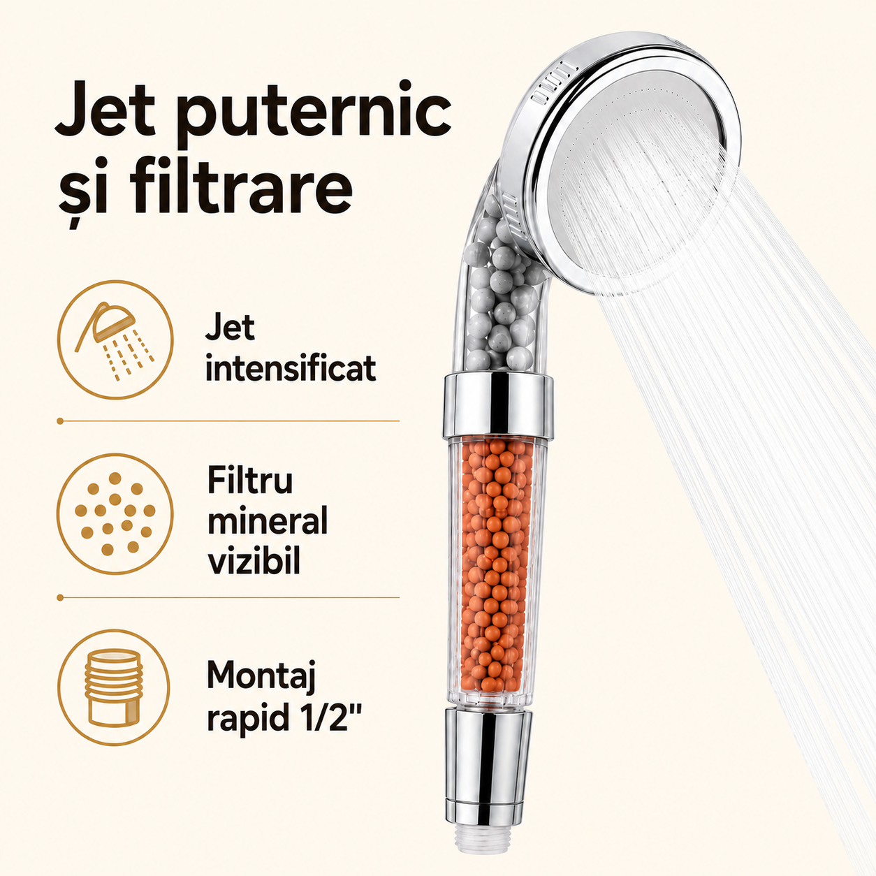 Cap de duș cu jet puternic pentru duș relaxant – Ravian.ro