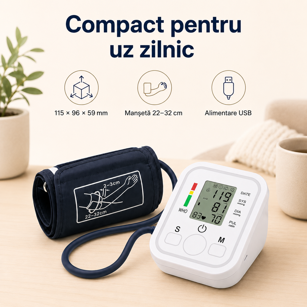 Tensiometru de braț pentru monitorizarea sănătății – Ravian.ro