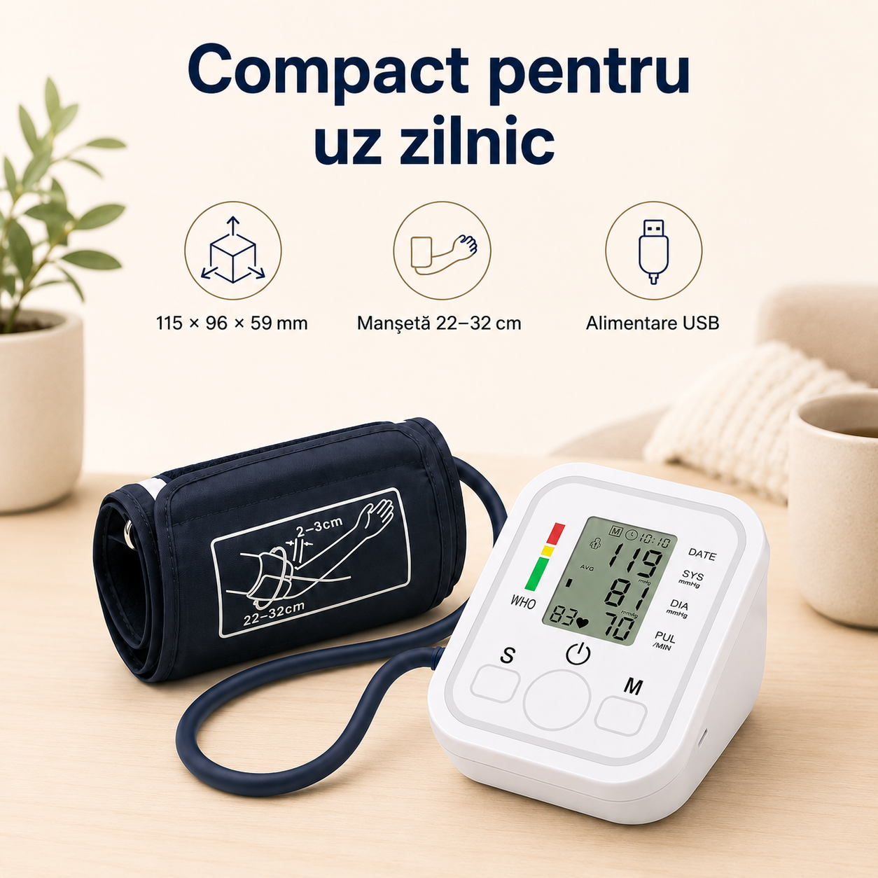 Tensiometru de braț pentru monitorizarea sănătății – Ravian.ro