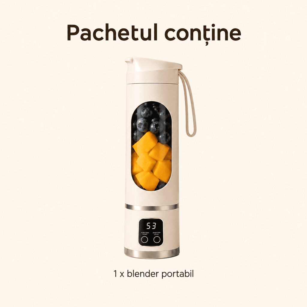 Blender Portabil 450ml – Reîncărcabil USB, pentru Smoothie și Shake-uri