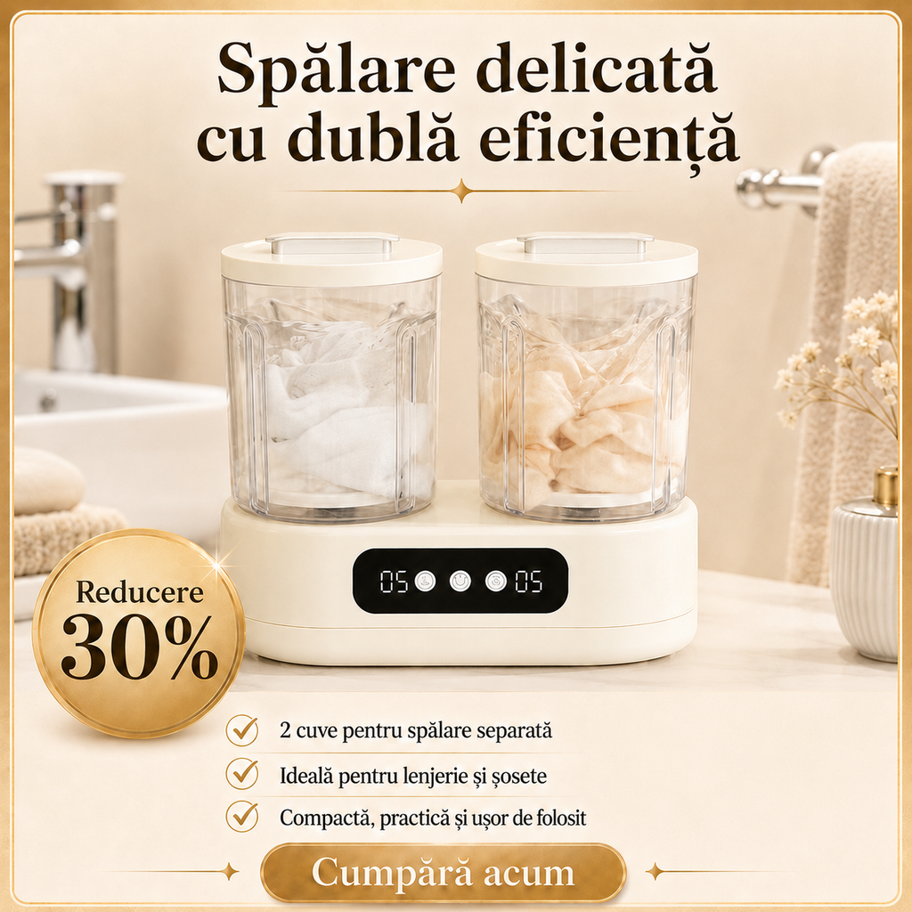 Mini mașină de spălat cu două cuve lenjerie articole delicate – Ravian.ro
