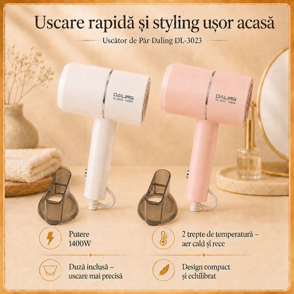 Uscător de Păr - Hair Dryer - Uscare Rapidă și Styling Ușor Acasă