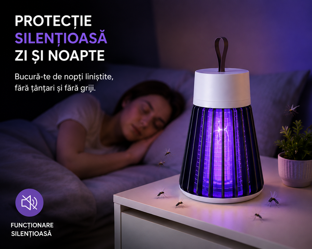Lampă UV anti-insecte funcționare silențioasă noapte – Ravian.ro