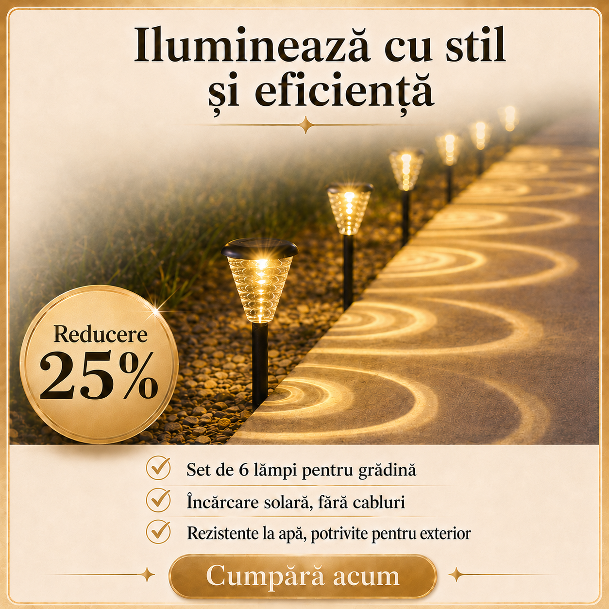 Lămpi solare LED pentru grădină set 6 bucăți cu senzor de lumină – Ravian.ro