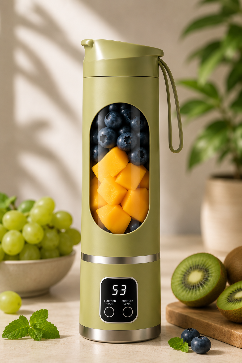 Blender portabil culoare verde baterie 3000mAh – Ravian.ro