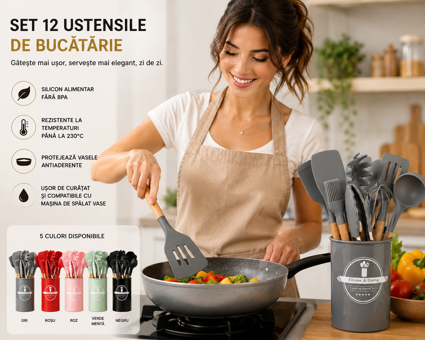 Ustensile silicon bucatărie spatule linguți polonic – Ravian.ro